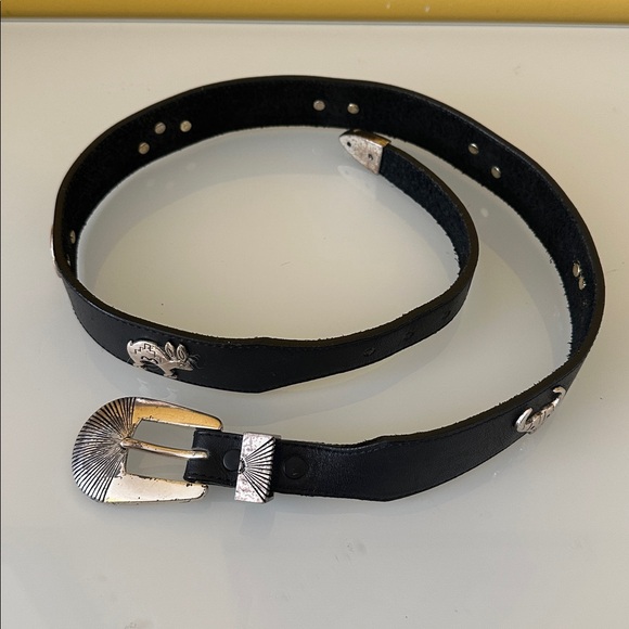Silver Creek Black Leather Western Belt with Desert Animals 90’s Vintage Size 30 - Picture 3 of 16